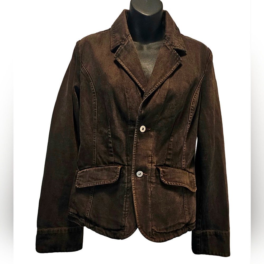 [Diesel]Chocolate Brown Notched Lapel 2 Button Classic Blazer Women Medium